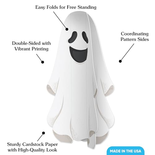 Halloween Ghost Centerpieces - 8 Count Spooky 3D Table Decorations