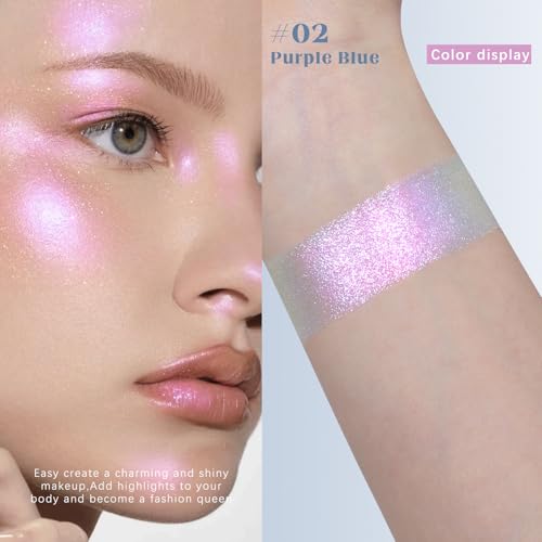 Duochrome Purple Blue Glitter Eyeshadow - Color Shifting Metallic Palette 02