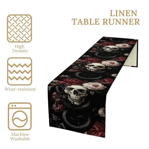 Gothic Floral Skull Table Runner - Rustic Halloween Decor for Dining, 13x72 Variation of THIS listing