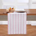 Pure Linen Table Runner Pink & White Stripe 14x90 inches - Handcrafted