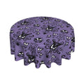 Purple Halloween Round Tablecloth 70 Inch - Haunted Mansion Ghost Decor