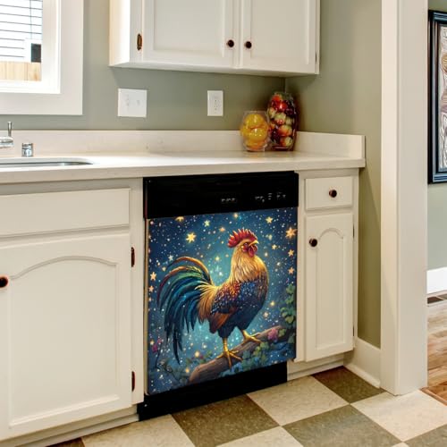 Dishwasher Magnet Cover Rooster Animal Star A 08 - Reusable Magnetic Door Panel