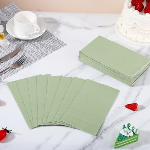 120 Pcs Sage Green Disposable Dinner Napkins - Wedding, Baby Shower & Party Decor - Pack of 2