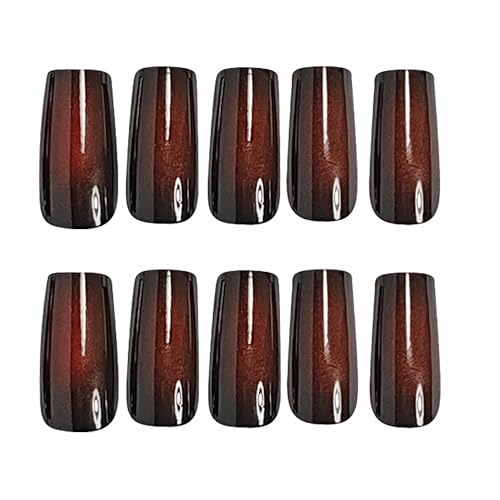 Press On Nails Long Square Red Black Gradient Gothic Set - Acrylic Glossy 24pcs - Variation: 49B-04 BlackRed