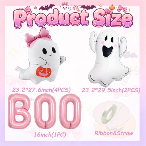 Halloween Pink Bow Ghost Balloons Set for Party Decorations - Bow Ghost Variation