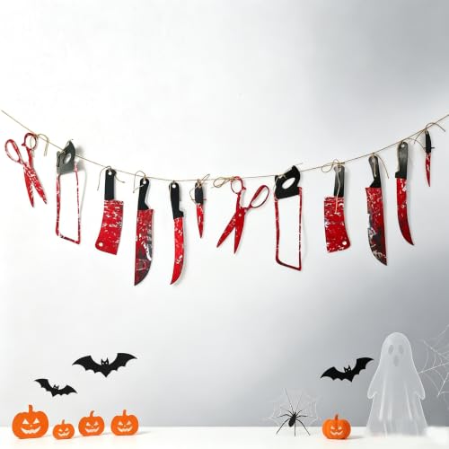 Halloween Bloody Banner Decorations, 12-Pack Creepy Horror Party Garland