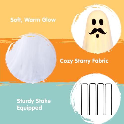 Outdoor Light-Up Ghost Decorations Set - Spooky Halloween Yard Props, 3 Pcs with Warm LED Lights
