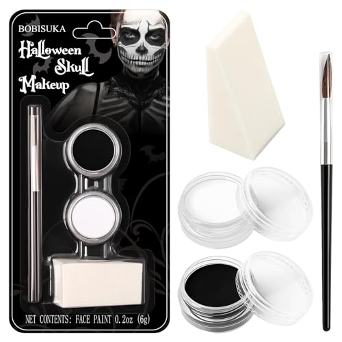 Skeleton Face Paint Kit - Halloween Makeup Set for Kids & Adults, Non-Toxic