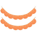 Orange Iridescent Fringe Banner - 6.6ft Scalloped Tassel Garland, 2 Pack