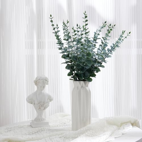 Artificial Eucalyptus Stems 40pcs Grey Green Real Touch Faux Plants for Home Office Wedding Decor