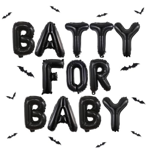 Gothic Halloween Baby Shower Decorations Bat Balloon Banner Set