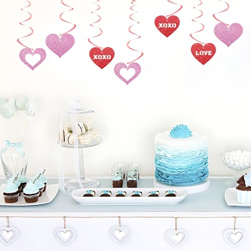 24PCS Valentine's Day Hanging Heart Decorations Streamers for Romantic Party