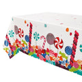 Candy Theme Plastic Table Cover - 7x5 Inches, Lollipop Design, Disposable Party Tablecloth