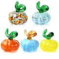 Mini Blown Glass Pumpkin Figurines Set - Halloween Thanksgiving Fall Home Decor - Variation of Pumpkin