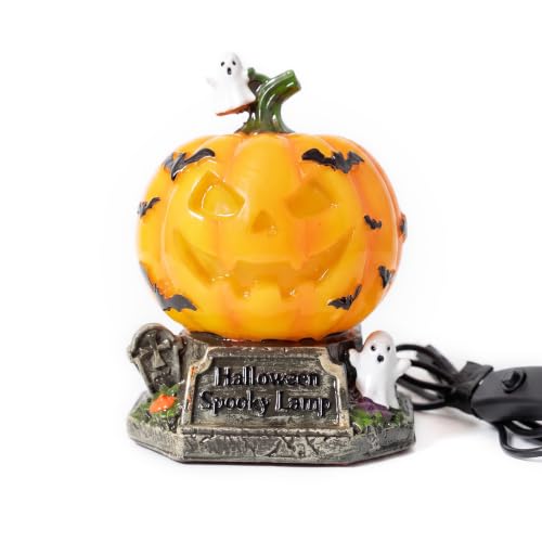 Halloween Spooky Jack-O'-Lantern LED Lamp - Little Pumpkin with Ghosts Bats Tombstone