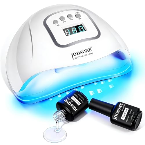 JODSONE M50002 UV LED Nail Lamp with Base & Top Coat Set - Automatic Sensor & 4 Timers