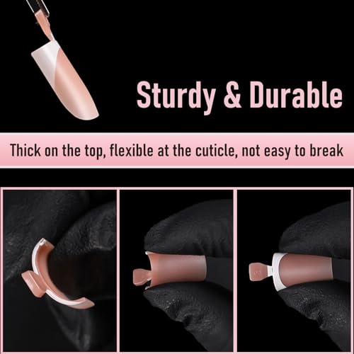 Pink-Blue-Black French Tip Toe Nail Press Ons - Square, 180pcs, 3 Colors with Variations
