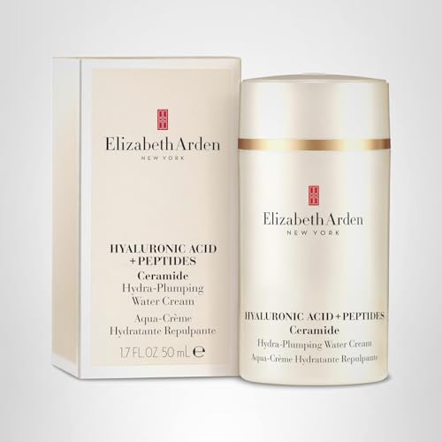 Elizabeth Arden Hyaluronic Acid + Peptides Ceramide Hydra-Plumping Water Cream, Lightweight Gel Texture, Deeply Hydrating + Firming Moisturizer, 1.7 oz