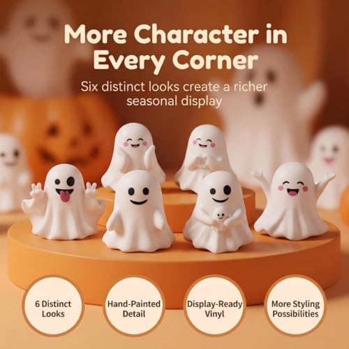 6PCS Halloween Ghost Figurines Set - Playful Desktop & Tabletop Decorations
