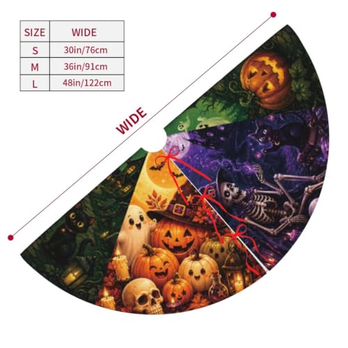 Halloween Skull Cat Christmas Tree Skirt 48 Inch Fall & Winter Holiday Decor - Variation of THIS Listing