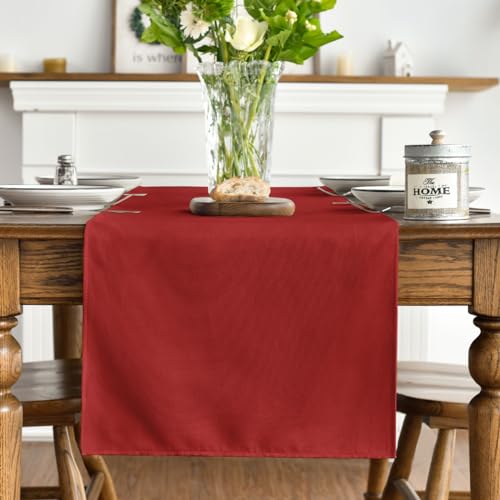 Red Christmas Table Runner 13x108 Inch Washable Kitchen Dining Decor - Seasonal Home Accent