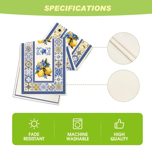 Summer Table Runner 13x72 Inch Blue & White Porcelain Floral Decor for Dining Table