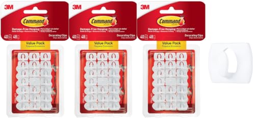 40 Pack Command Decorating Clips with Adhesive Strips for Damage-Free Wall Hanging - Clear, Small Wall Clips for Lights & Cables, Variation of THIS listing