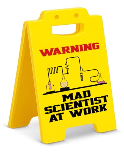 Funny Mad Scientist Warning Sign - Halloween Science Lab Decor - Color B