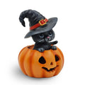 Halloween Cat in Pumpkin Decor - Female Witch Hat Indoor Ornament - Cat Lovers Gift - Variation of THIS listing