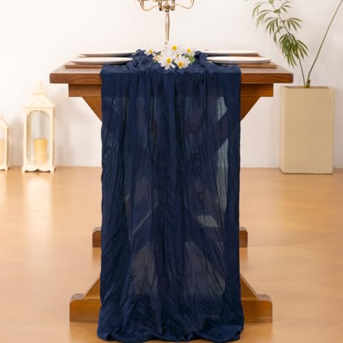Navy Cheesecloth Table Runner 10ft Fall Boho Wedding Party Decor