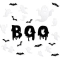Halloween Ghost Wall Decor Set - 25 Reusable 3D Stickers & Bats - Boo Letters