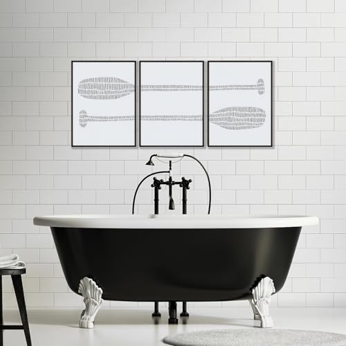 3 Pieces Nautical Paddle Oar Wall Art Set - Lake House Canvas Decor 12x16 Black & White