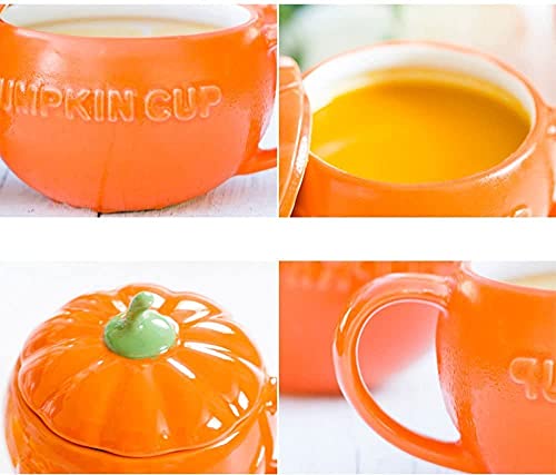 Cute Pumpkin Ceramic Coffee Mug 8.5oz with Spoon - Fall Kitchen Decor