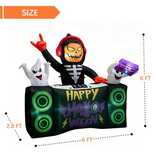 Halloween Yard Decoration Set with Inflatable Pumpkin Skeleton Fog Machine & Strobe Light