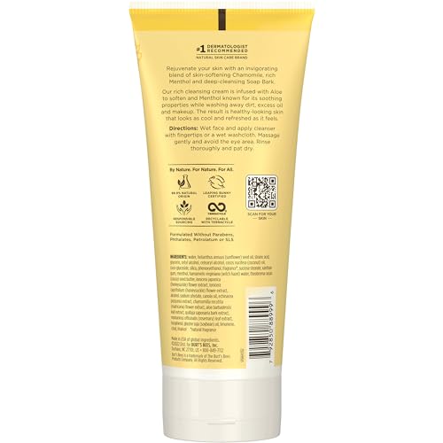 Burt's Bees Face Wash, Deep Facial Cleansing Cream, College Back to School Dorm Essentials, All Natural Cleanser with Chamomile, 6 Ounce (Pack of 3) (Packaging May Vary)