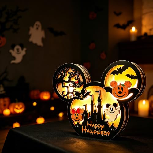 Halloween Wooden Table Centerpieces - Spooky Pumpkin, Ghost & Bat Decor