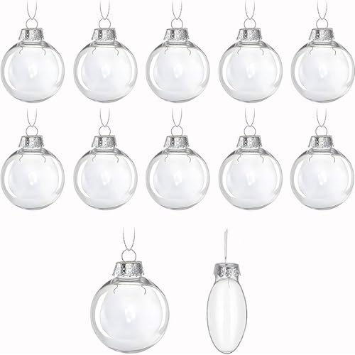 12 Pcs Clear Plastic Fillable Christmas Ball Ornaments - DIY Holiday Decorations