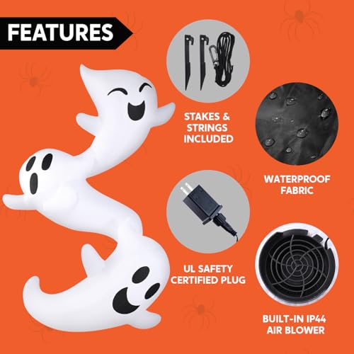 8ft Tall Inflatable Ghosts for Trees Halloween Outdoor Decorations Light Up Yard Decor