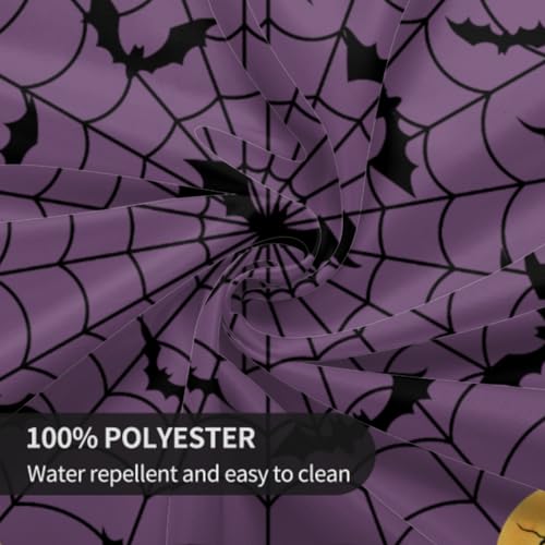 Giwawa Halloween Round Tablecloth 60 Inch - Spooky Pumpkin Cat Bat Web Design, Purple Variant