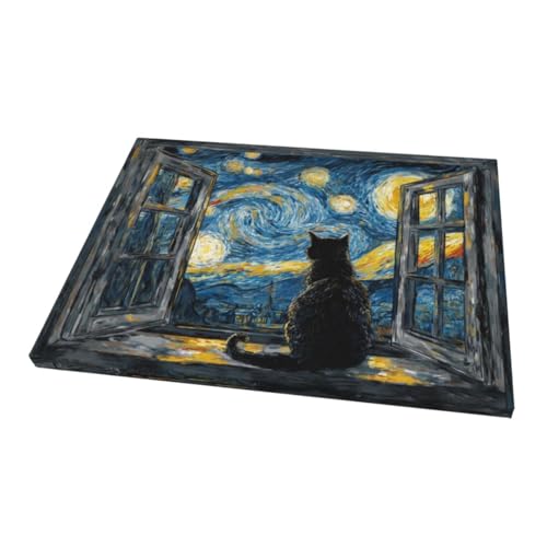 Black Cat Wall Art Decor Canvas Prints 16x12 Inch Framed Picture – Variation of THIS Listing