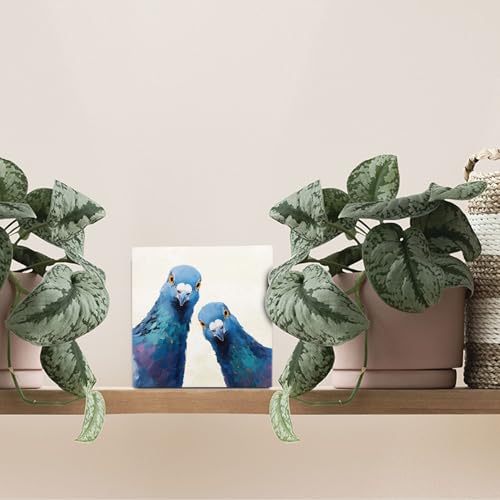 Whimsical Blue Pigeon Bird Wooden Sign - Home Decor Wall & Desk Accent