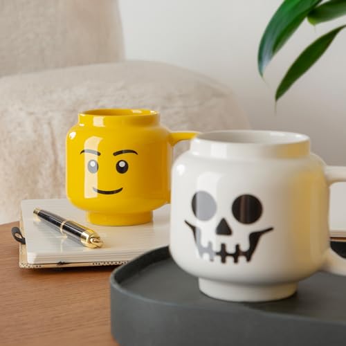 Large Skeleton Mug - White Ceramic LEGO Minifigure Head, 17.9oz Novelty Coffee Cup