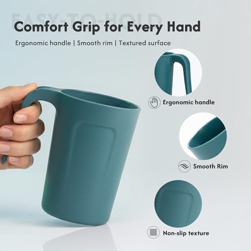 Reusable Plastic Coffee Cups Set of 4 - 12oz BPA-Free Unbreakable Mugs
