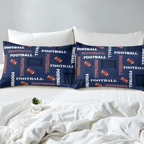 King Size Football Comforter Set - Sports Rugby & American Football Print Bedding for Kids & Teens - Multi 05