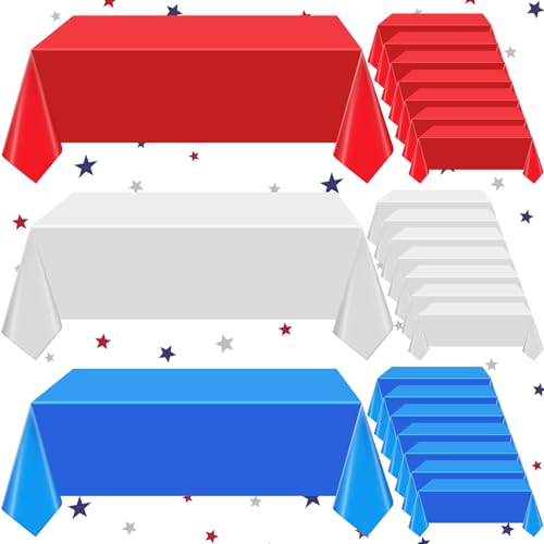 24 Pcs Fall Halloween Disposable Plastic Tablecloth - Red Blue White