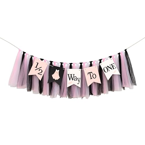 Halloween Ghost 1/2 Way To One High Chair Banner - Spooky-Cute Party Decor