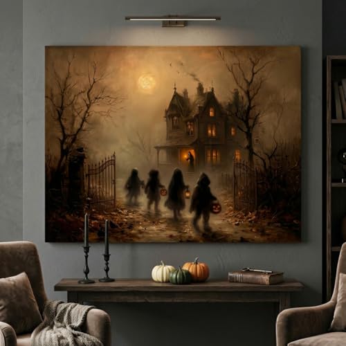 Halloween Haunted House Canvas Wall Art Poster 16x24 Unframed - Creepy Decor