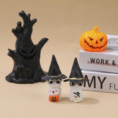 Cute White Marble Ghost Halloween Figurine - 3.5 Inch Holiday Decor