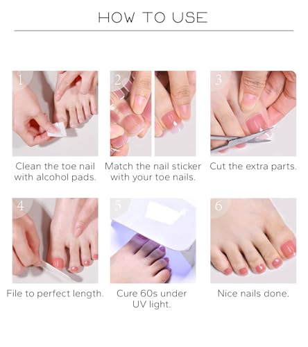 Semi Cured Gel Nail Strips for Toes - Onyx Red, 26 Pack, Salon Quality & Long Lasting