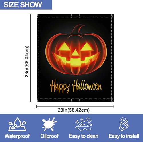 Halloween Spooky Pumpkin Dishwasher Magnet Cover - Reusable Kitchen Decor, 23x26 Inch